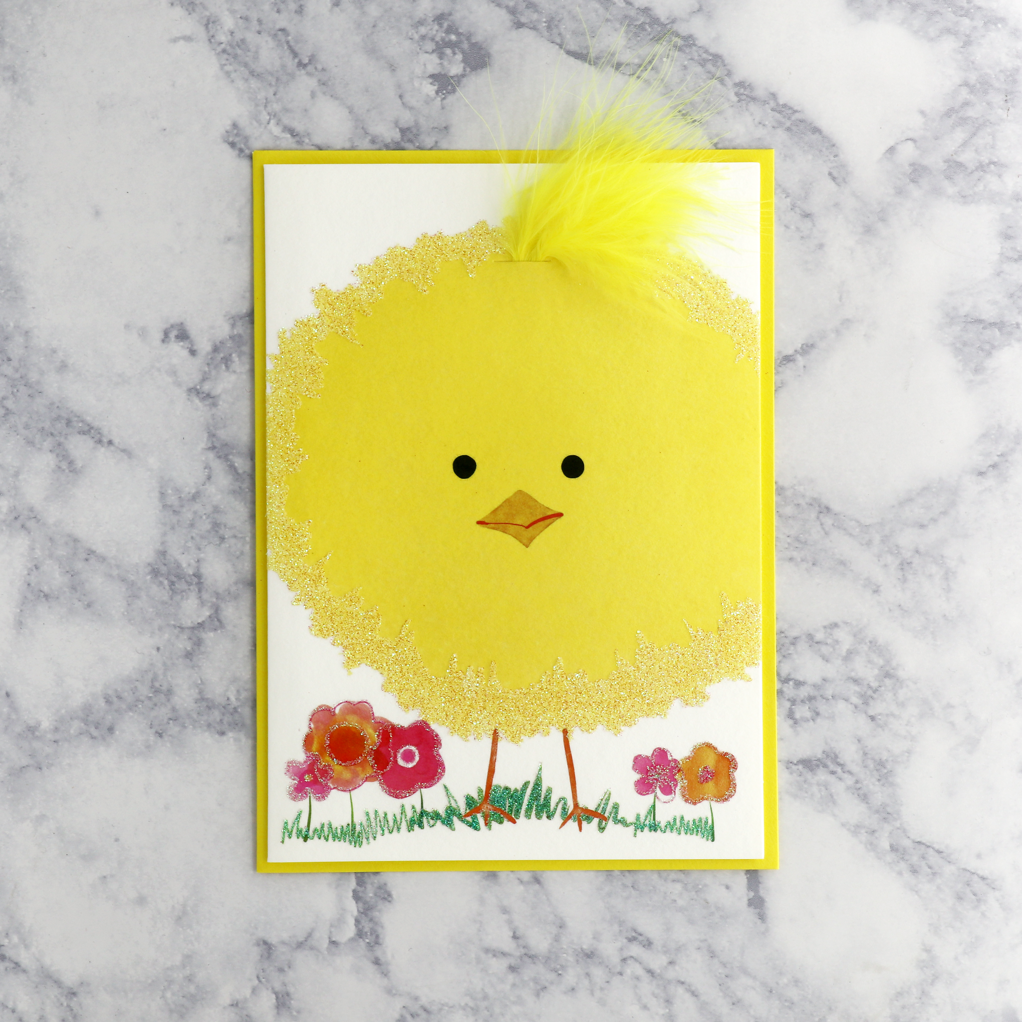 Feathered Chick Easter Card