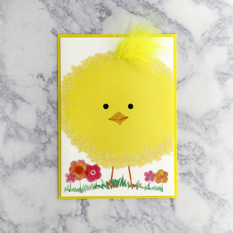 Feathered Chick Easter Card