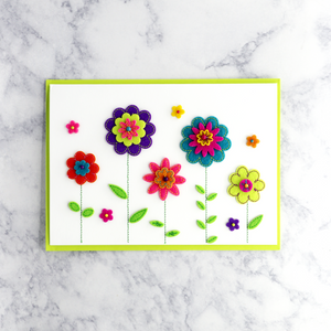 Handmade Felt Flowers & Stitching Mother's Day Card