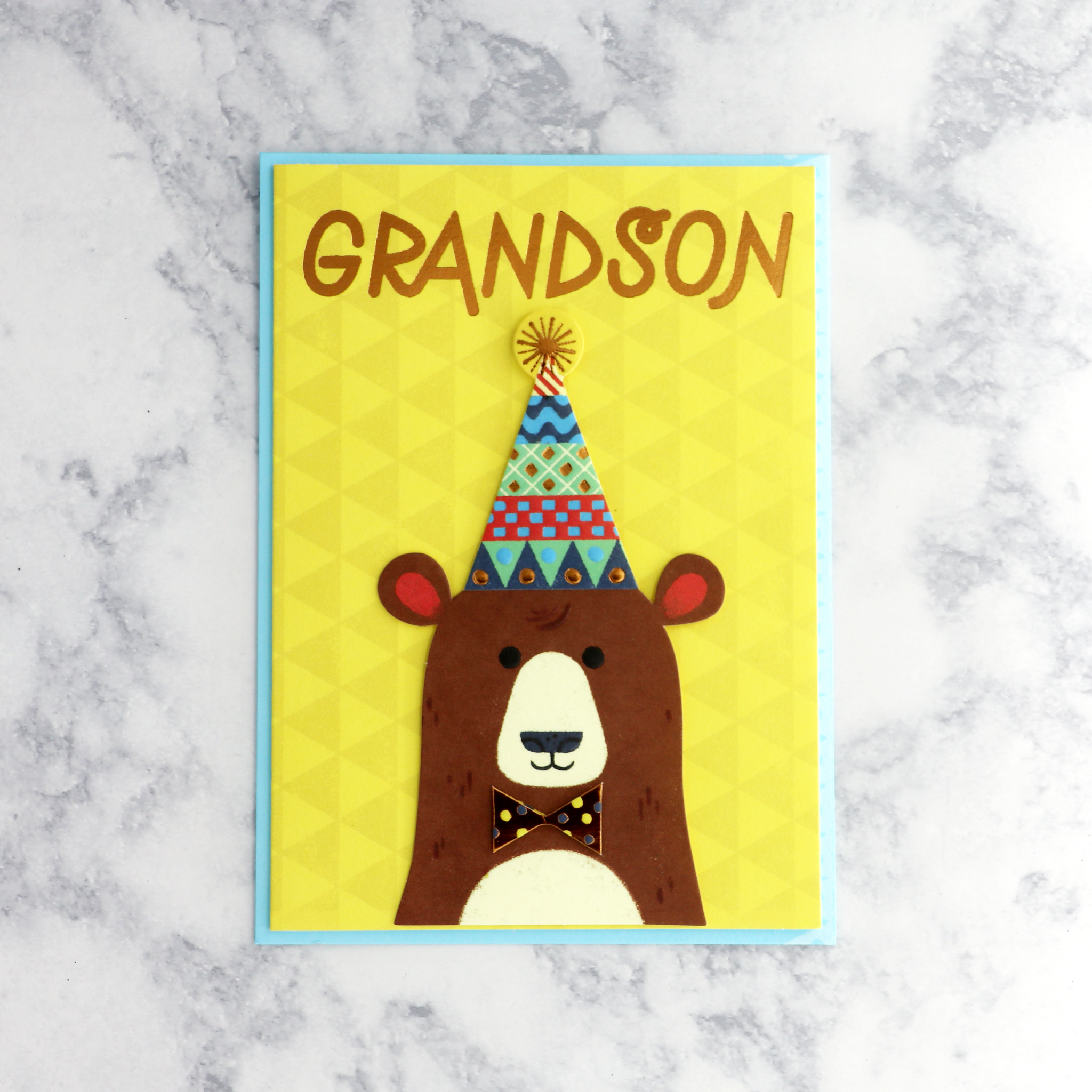 Festive Bear Birthday Card (For Grandson)