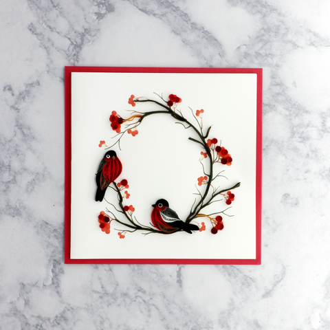 Festive Finches Quilling Blank Card
