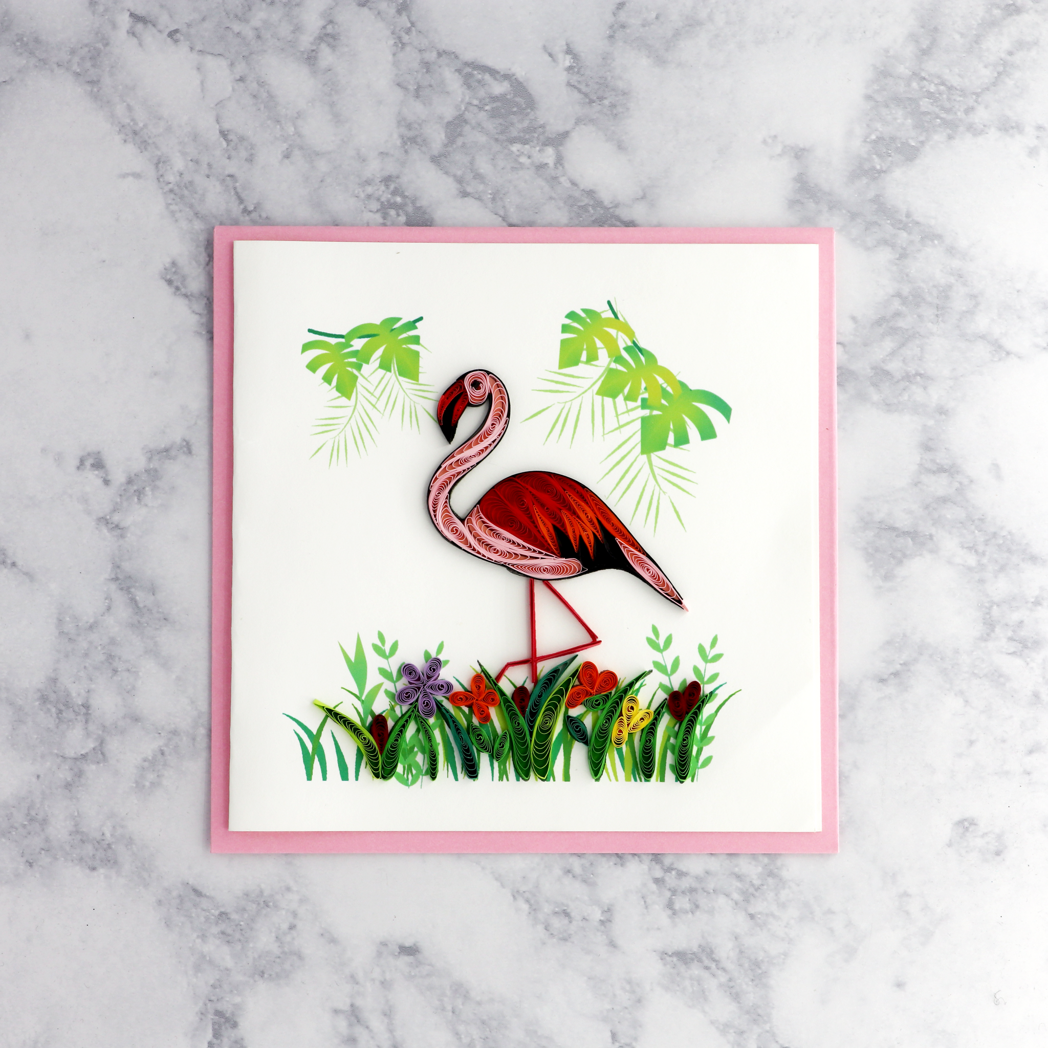 Flamingo Quilling Blank Card