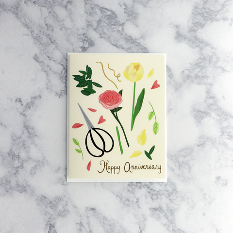 Floral Arrangement Anniversary Card