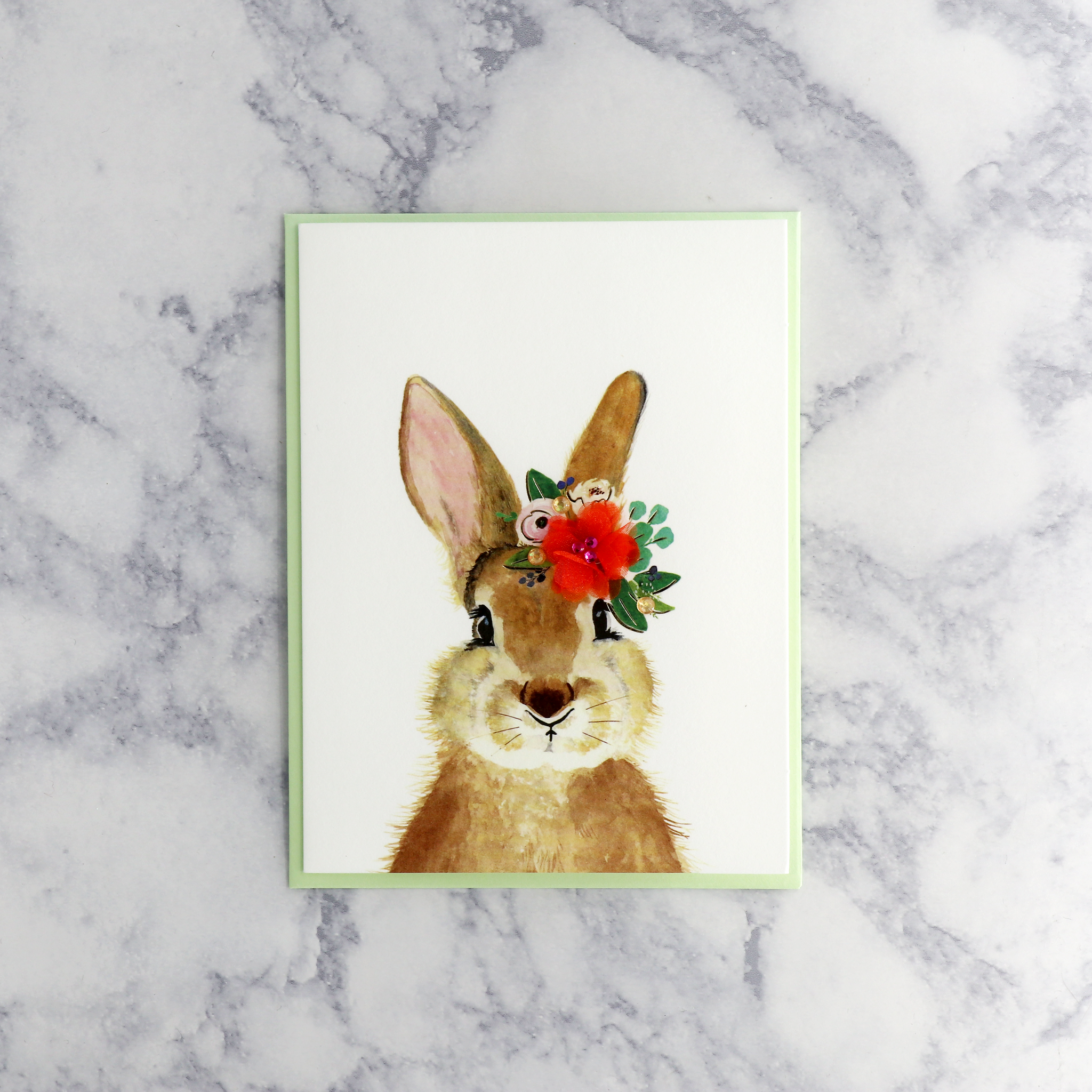 Floral Bunny Blank Card