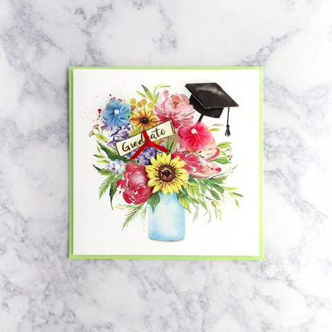 Floral Cap Diploma Graduation Card