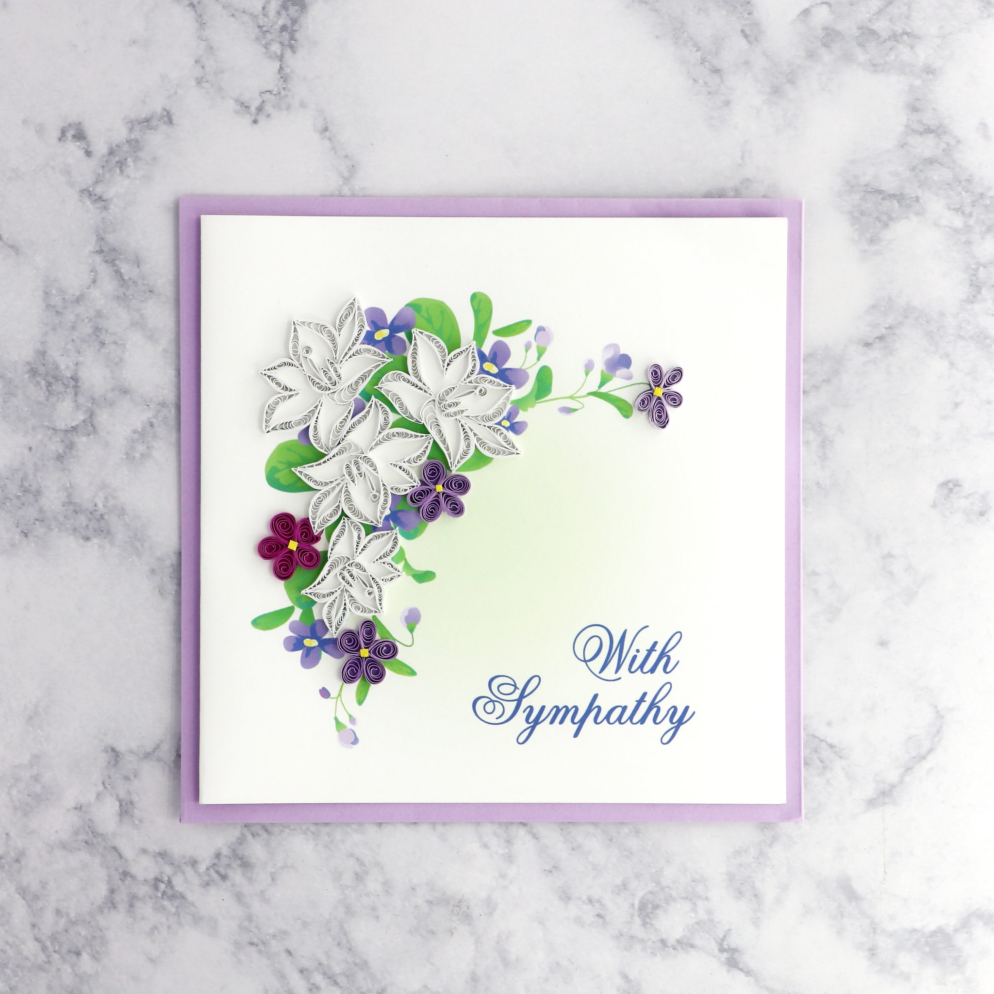 Handmade Floral Garland Quilling Sympathy Card