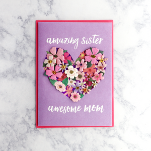 Floral Heart Mother's Day Card (Sister)