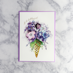 Floral Ice Cream Birthday Card