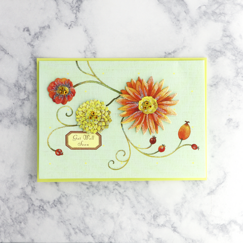 Floral Scroll Get Well Card