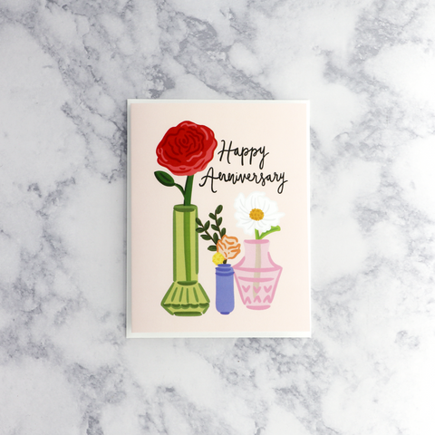 Floral Vases Anniversary Card