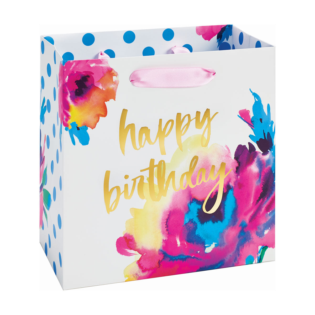 Floral Watercolor Birthday Medium Gift Bag