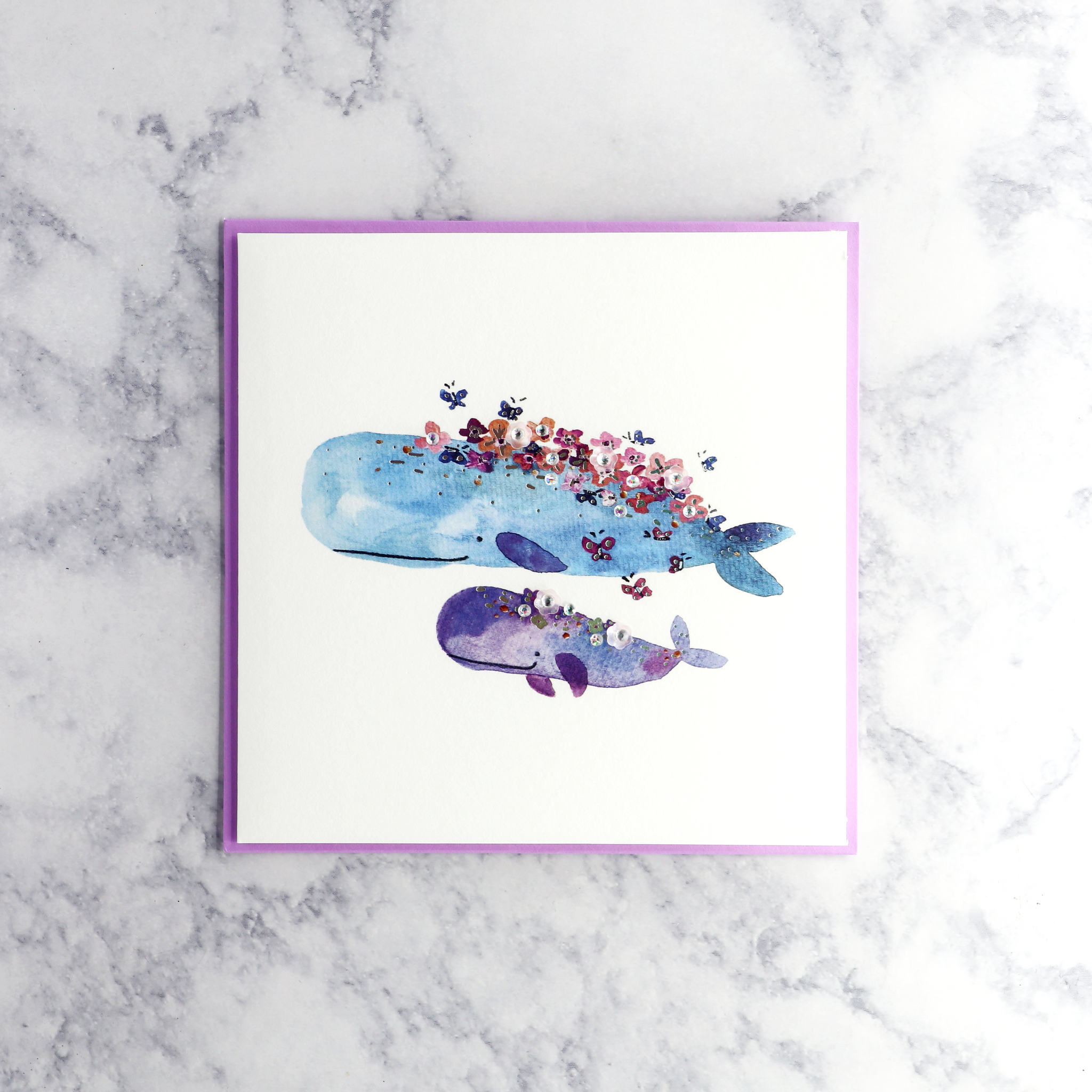 Floral Whales Mother's Day Card