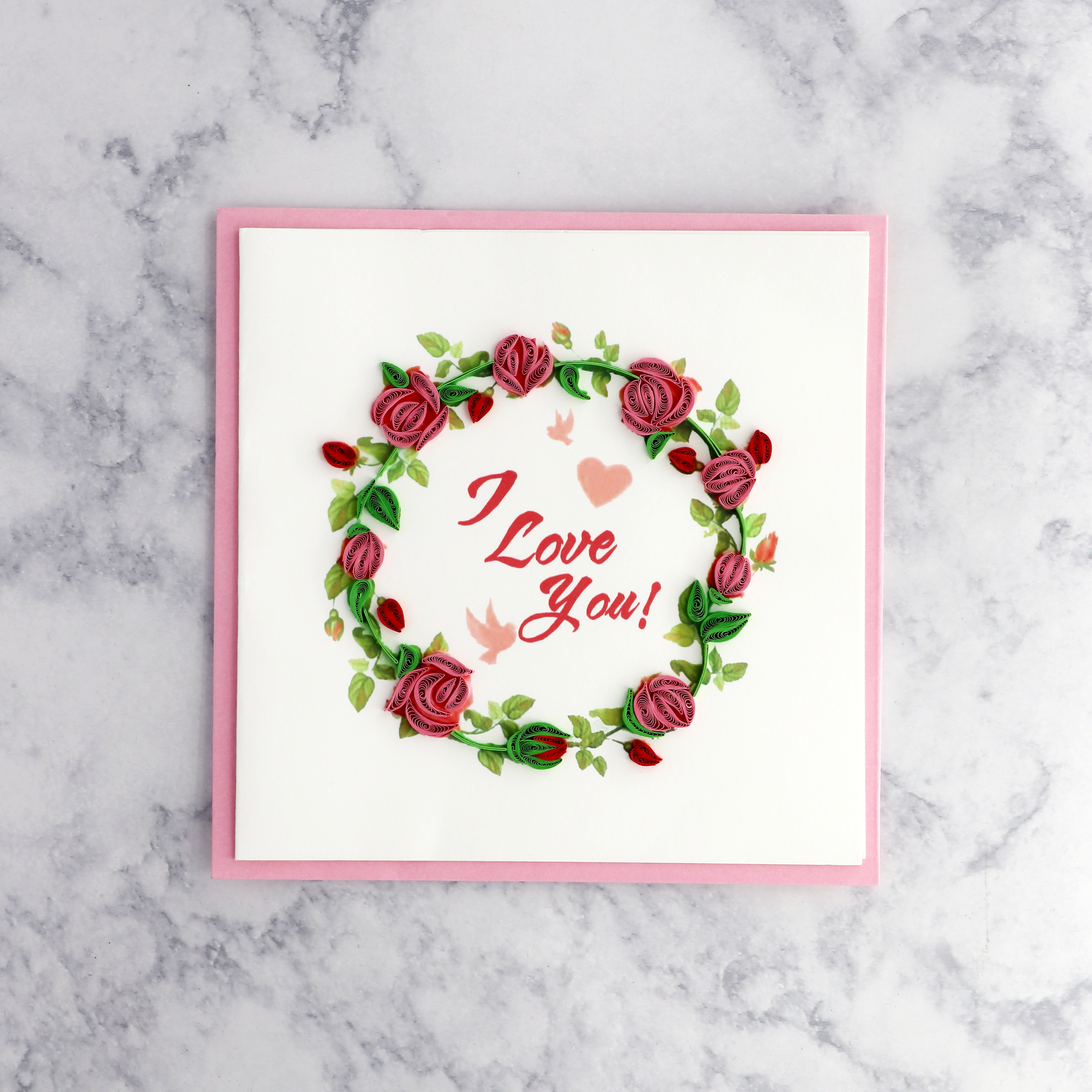 Floral Wreath “I Love You” Quilling Romance Card