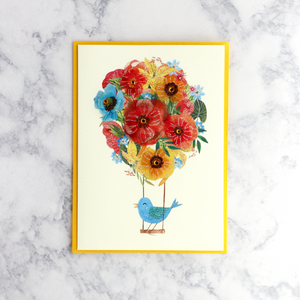 Flower Balloon & Bird Mother's Day Card