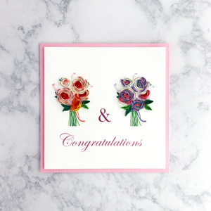 Flower Bouquets Quilling Wedding Card (LGBTQ+/Same Sex)
