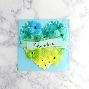 Flower Heart Banner Mother's Day Card (Grandma)