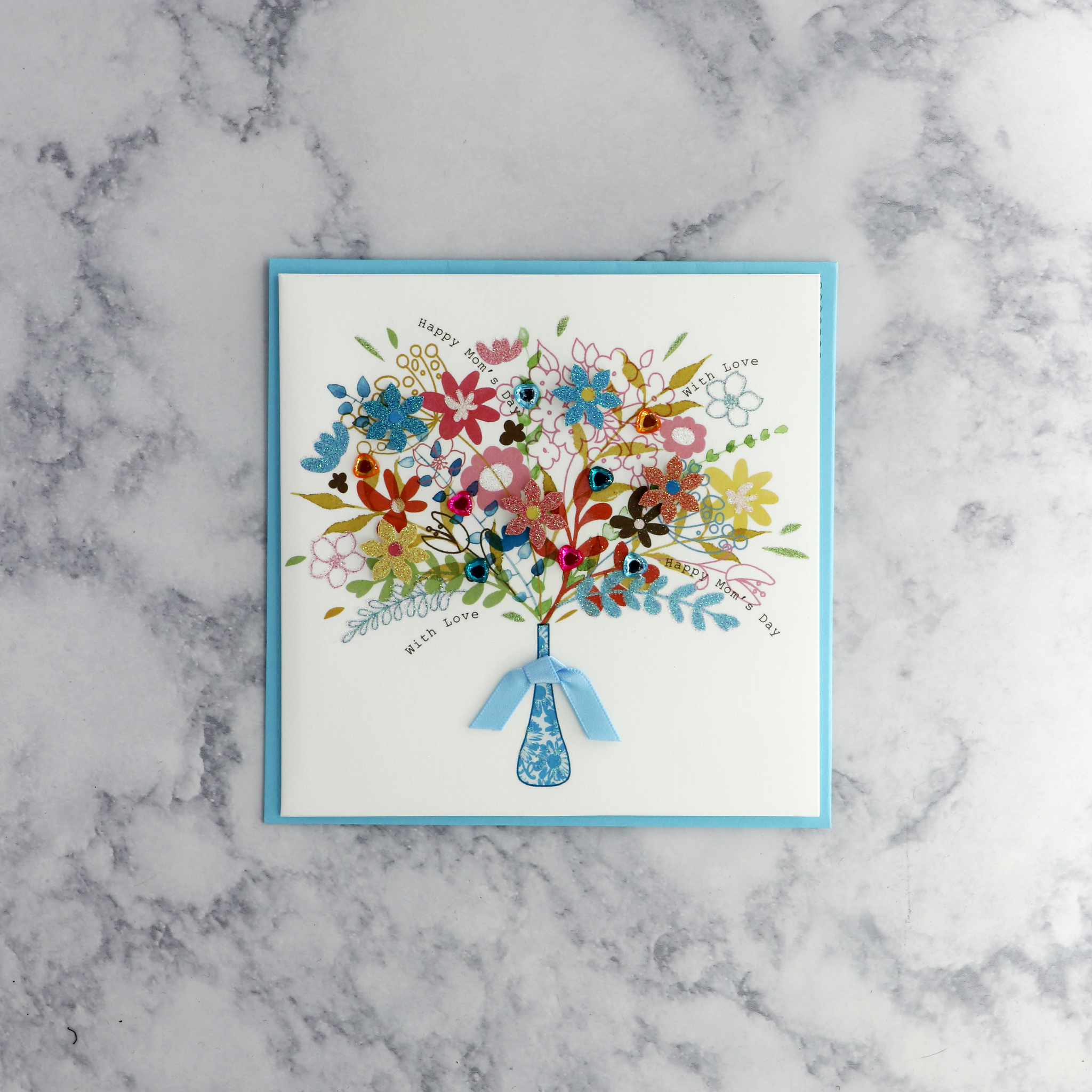 Flowers In Blue Vase Mother's Day Card