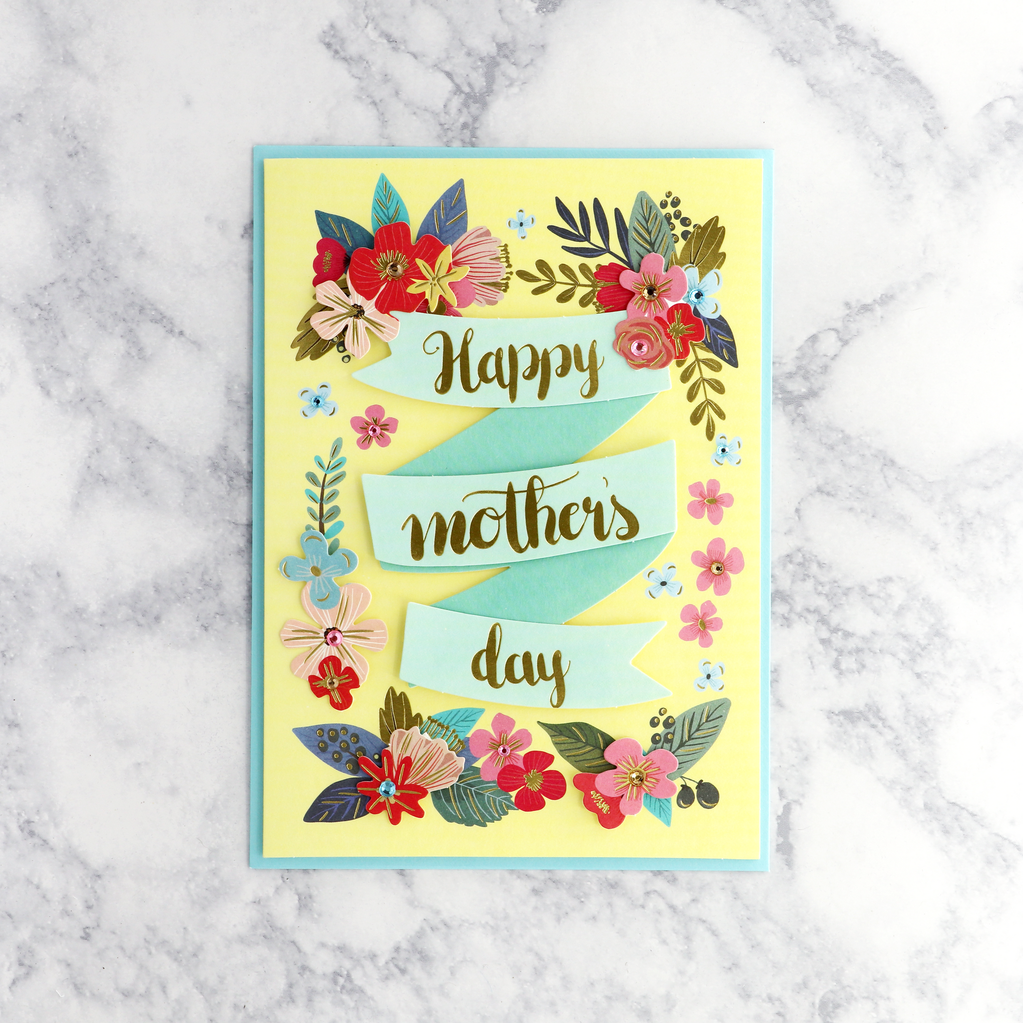 Flowers & Banners Mother's Day Card (For Mom)