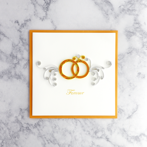 Handmade Forever Rings Quilling Wedding Card