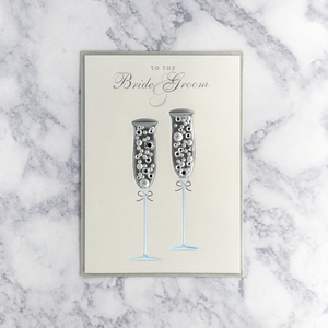 Gemmed Champagne Flutes Wedding Card