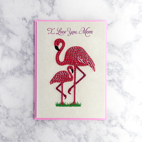 Gemmed Flamingoes Mother's Day Card (For Mom)