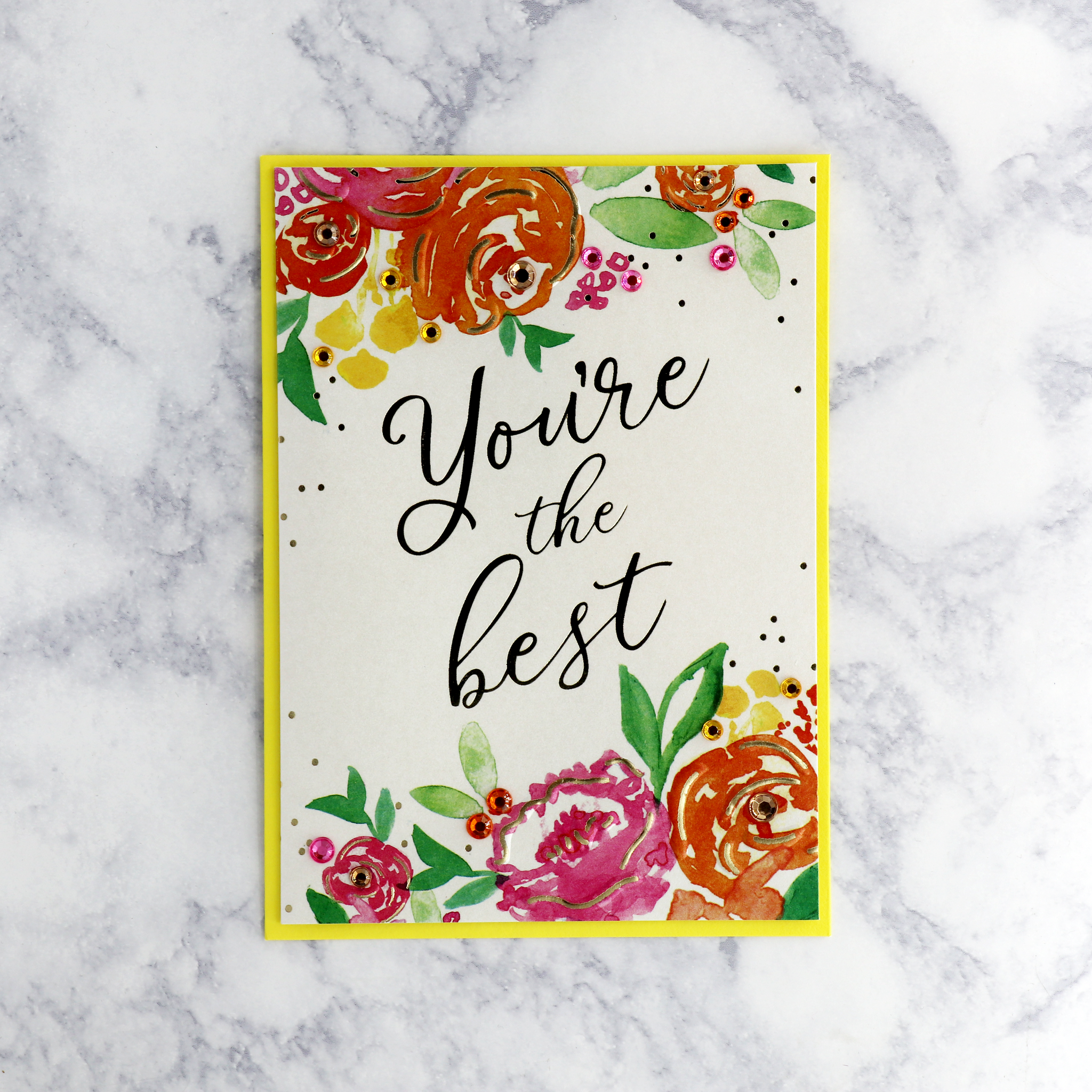 Gemmed Floral "You’re the Best" Admin. Day Card
