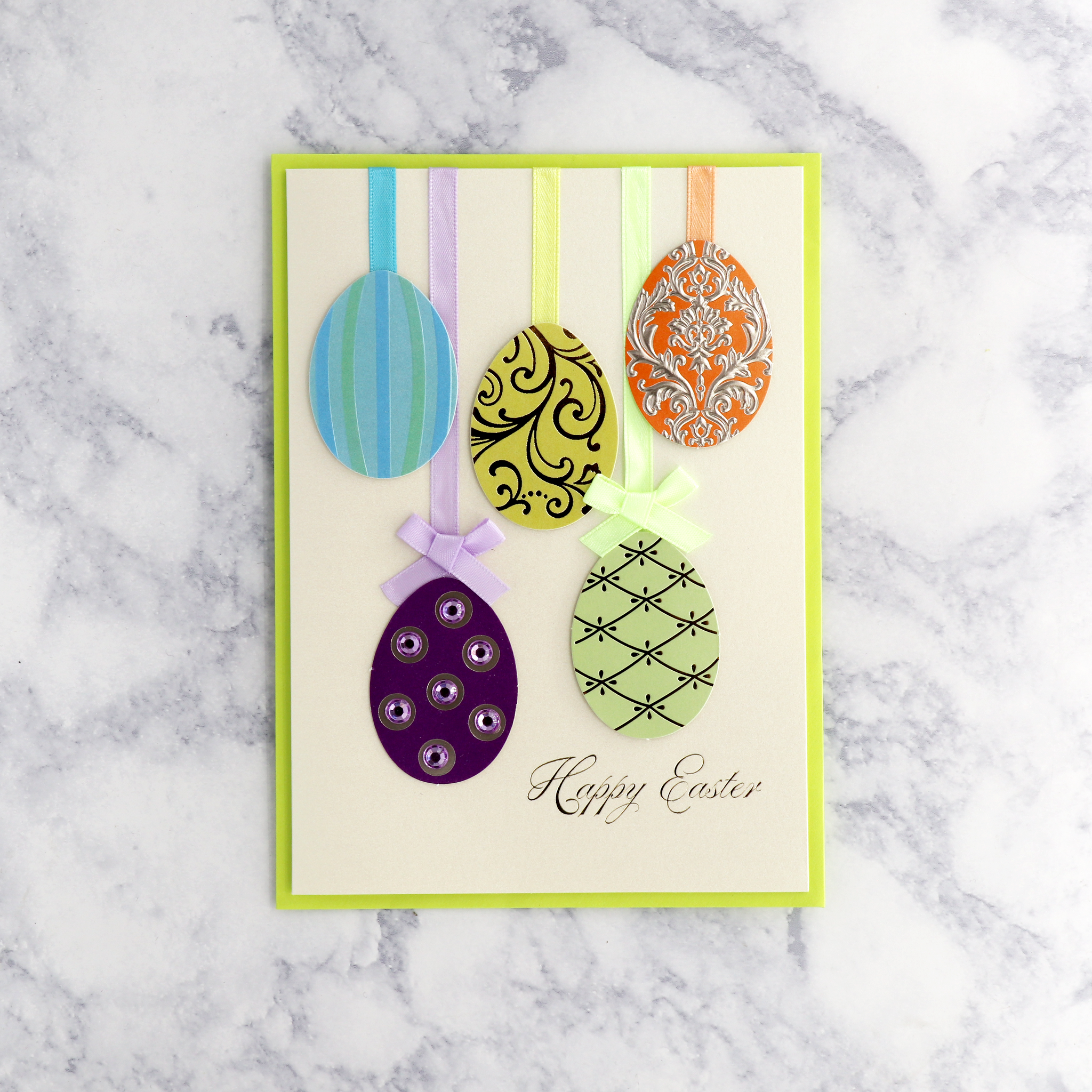 Gemmed Hanging Eggs Easter Card