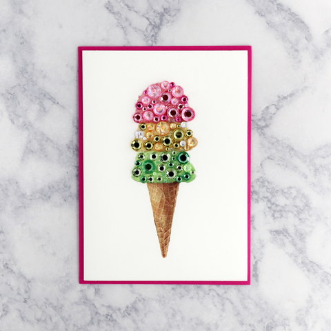 Gemmed Ice Cream Cone Birthday Card