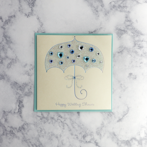 Glitter & Gemmed Umbrella Wedding Shower Card