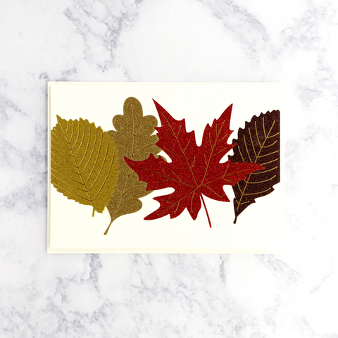 Glittered Leaves Thanksgiving Card