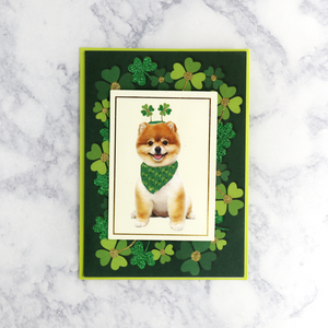 Glittered Pomeranian Saint Patrick’s Day Card