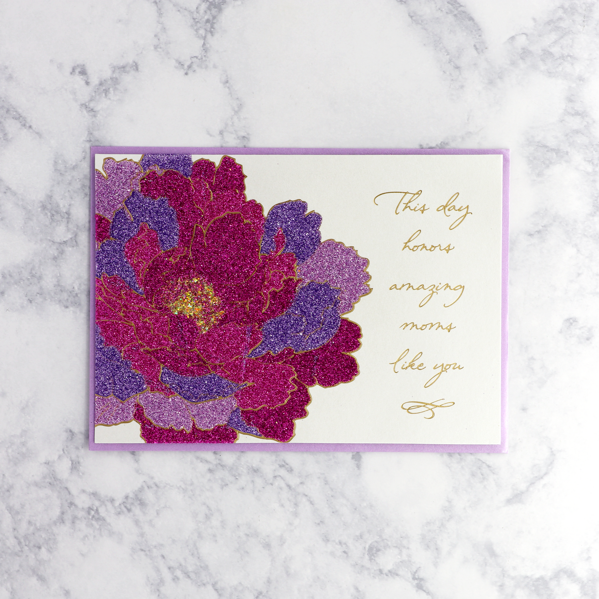 Glittered Purple Flower Mother's Day Card
