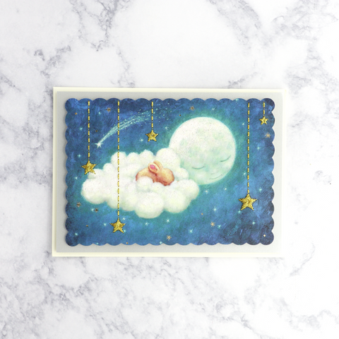 Glittered Stars & Moon New Baby Card