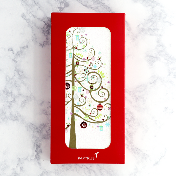 Glittered Tree Money Card Holder Christmas Boxed Cards (Set of 16)