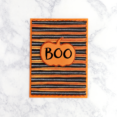 Glittered "Boo" Pumpkin Halloween Card