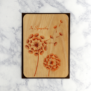 Gold Dandelions On Wood Sympathy Card
