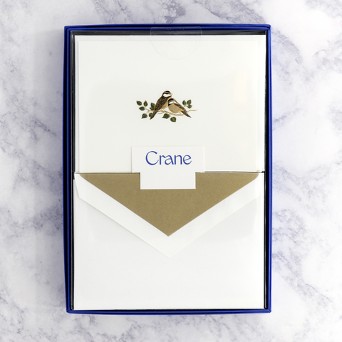 Hand Engraved Love Birds on Pearl White Boxed Notes (Set of 10)