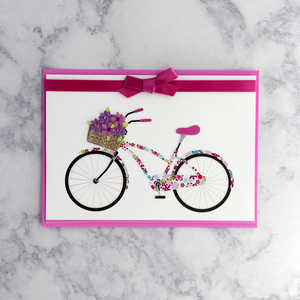 Handmade Bicycle & Basket Of Flowers Blank Card
