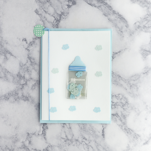 Handmade Blue Bottle New Baby Card