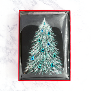 Handmade Blue Gem Tree Christmas Boxed Cards (Set of 8)