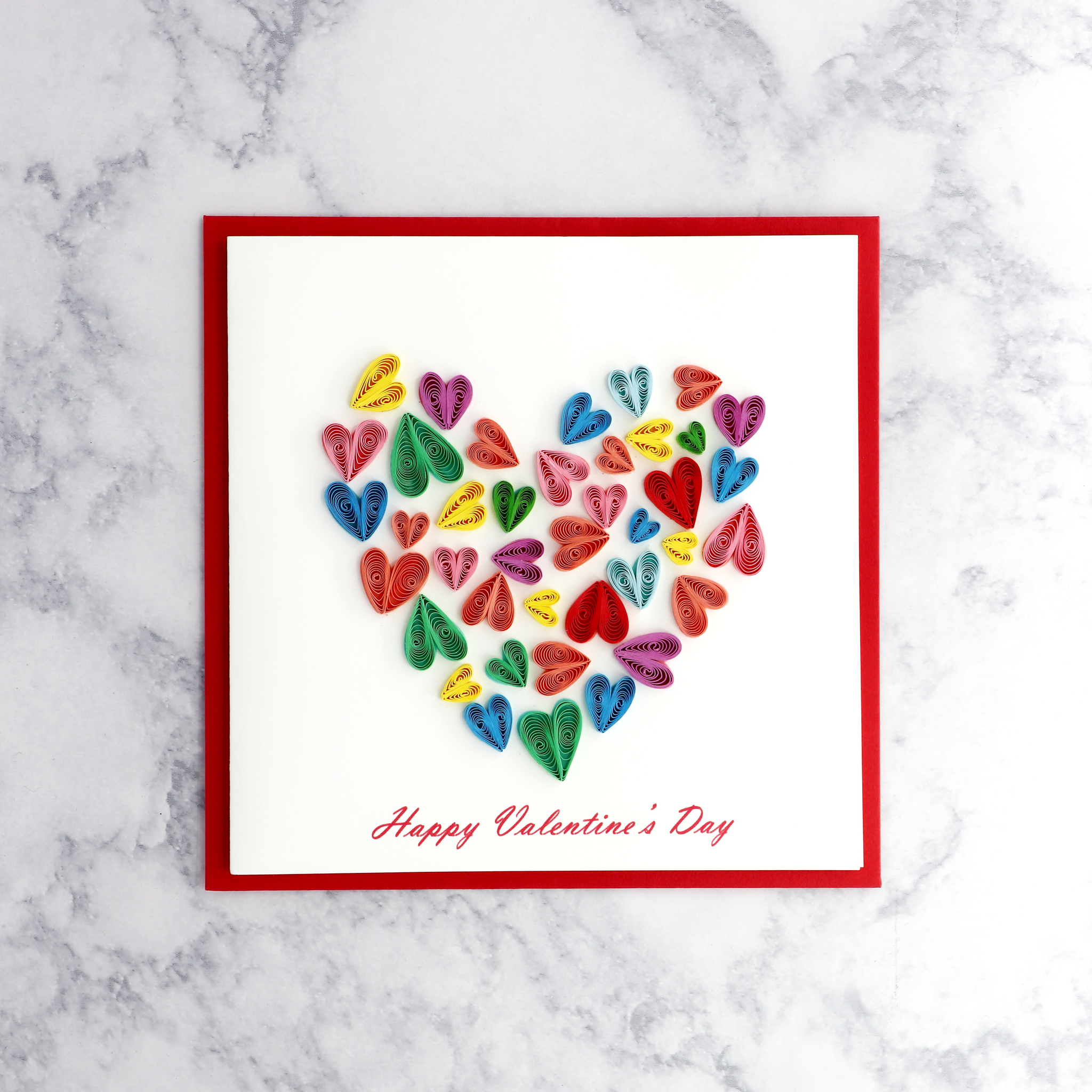Handmade Colorful Heart Quilling Valentine's Day Card