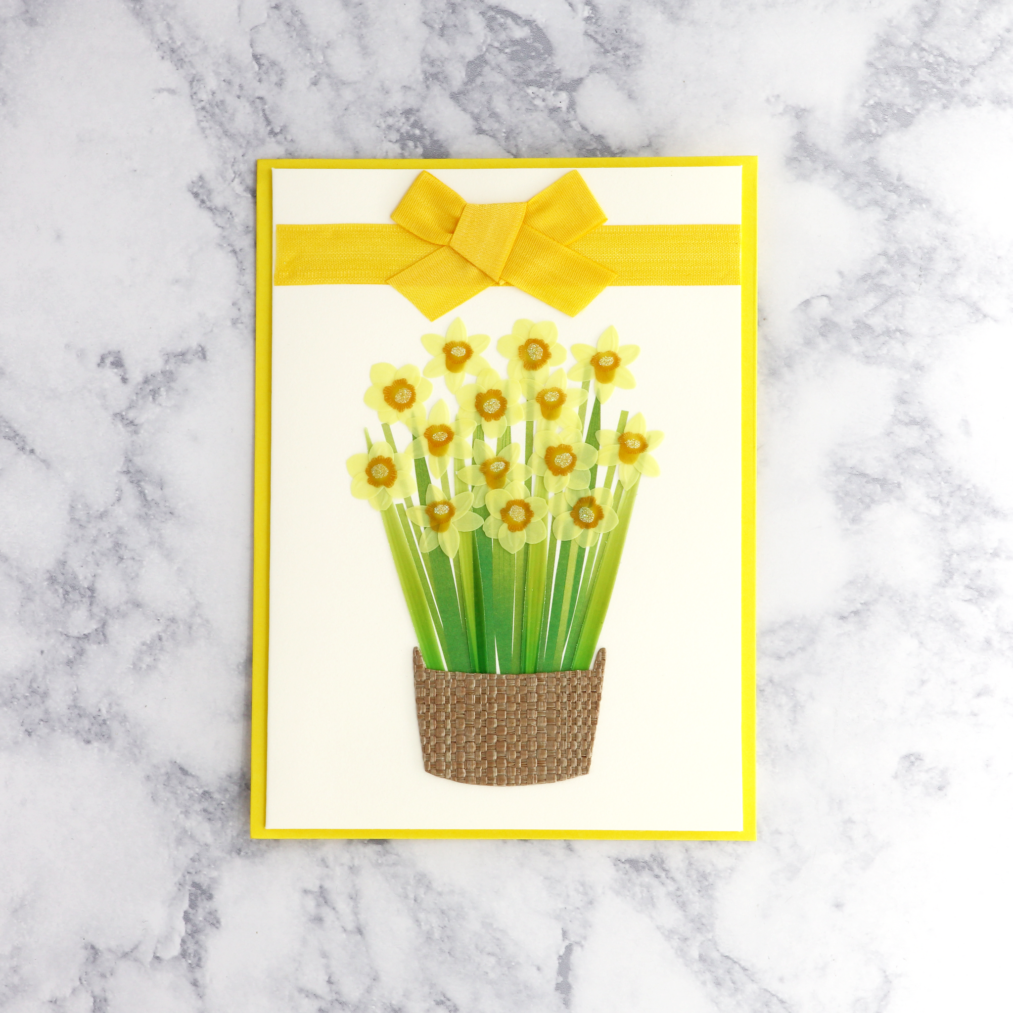 Handmade Daffodils In Basket Easter Card