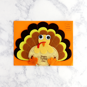 Handmade Felt Turkey Thanksgiving Card