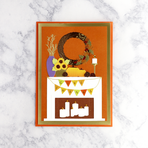 Handmade Fireplace Thanksgiving Card