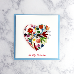 Handmade Floral Heart Quilling Valentine's Day Card