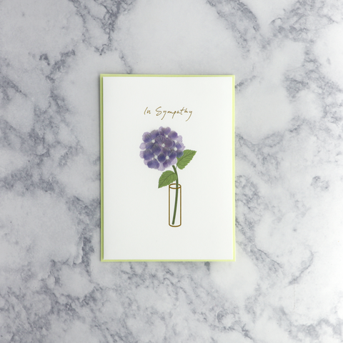 Handmade Hydrangea In Vase Sympathy Card