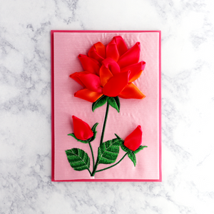 Handmade Gradient Ribbon Rose Mother's Day Card