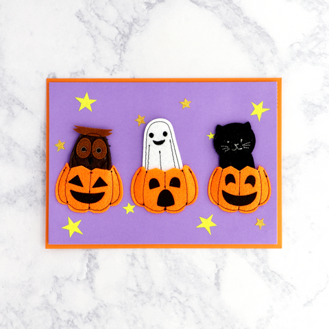 Handmade Finger Puppet Costumes Halloween Card