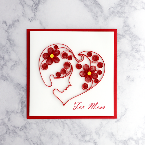 Handmade Heart Quilling Birthday Card (For Mom)