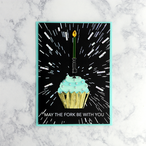 Handmade Lightsaber Cupcake Birthday Card